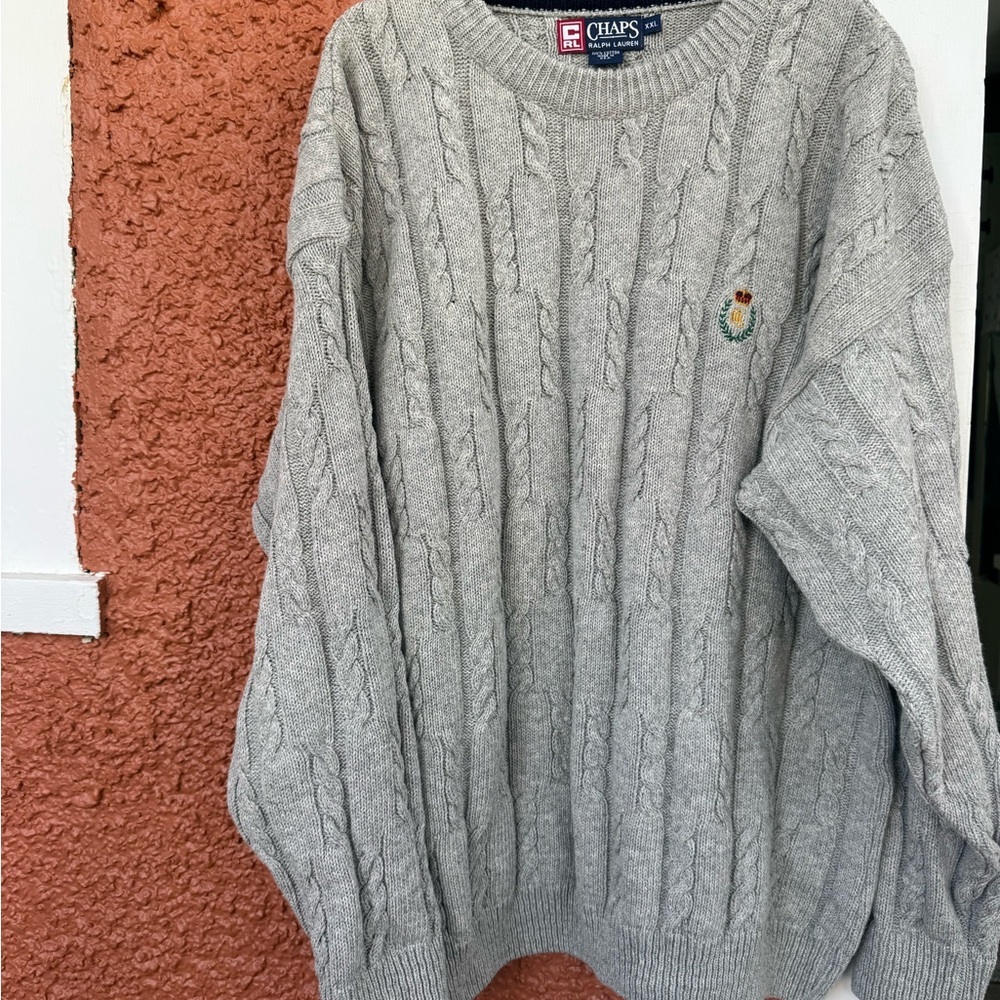 Vintage Cable Knit Sweater Mens 2XL Cable Knit Heavyweight USA Grunge Chaps RL